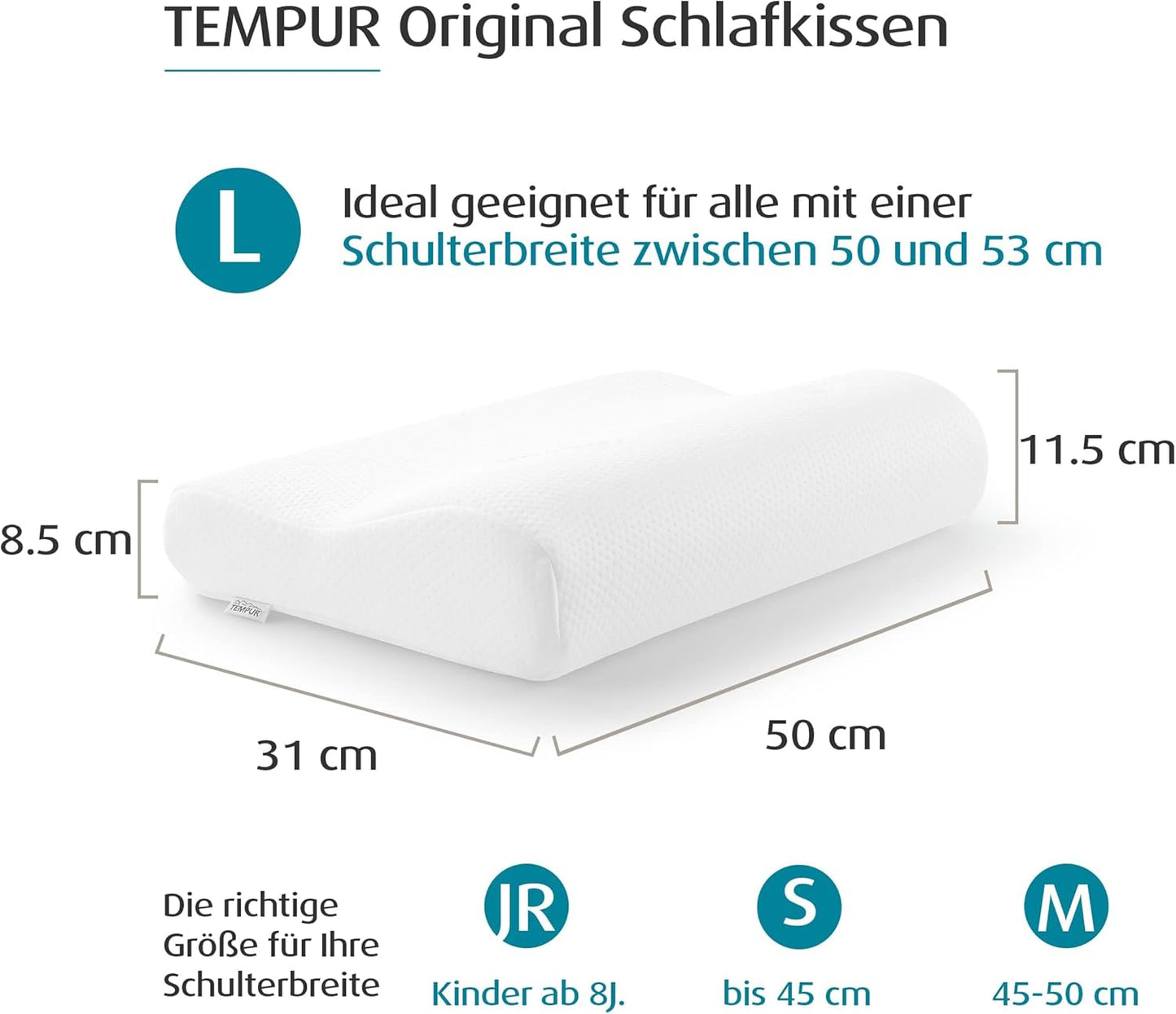 TEMPUR Original Schlafkissen, ergonomisches Kissen für Seiten- und Rückenschläfer