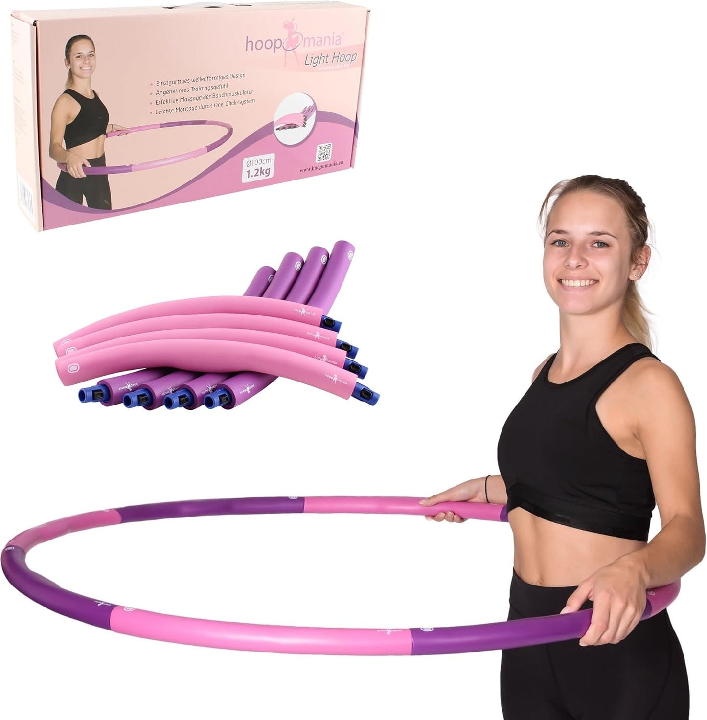 HOOPOMANIA Hula Hoop Reifen Erwachsene [1,2 – 2 kg]