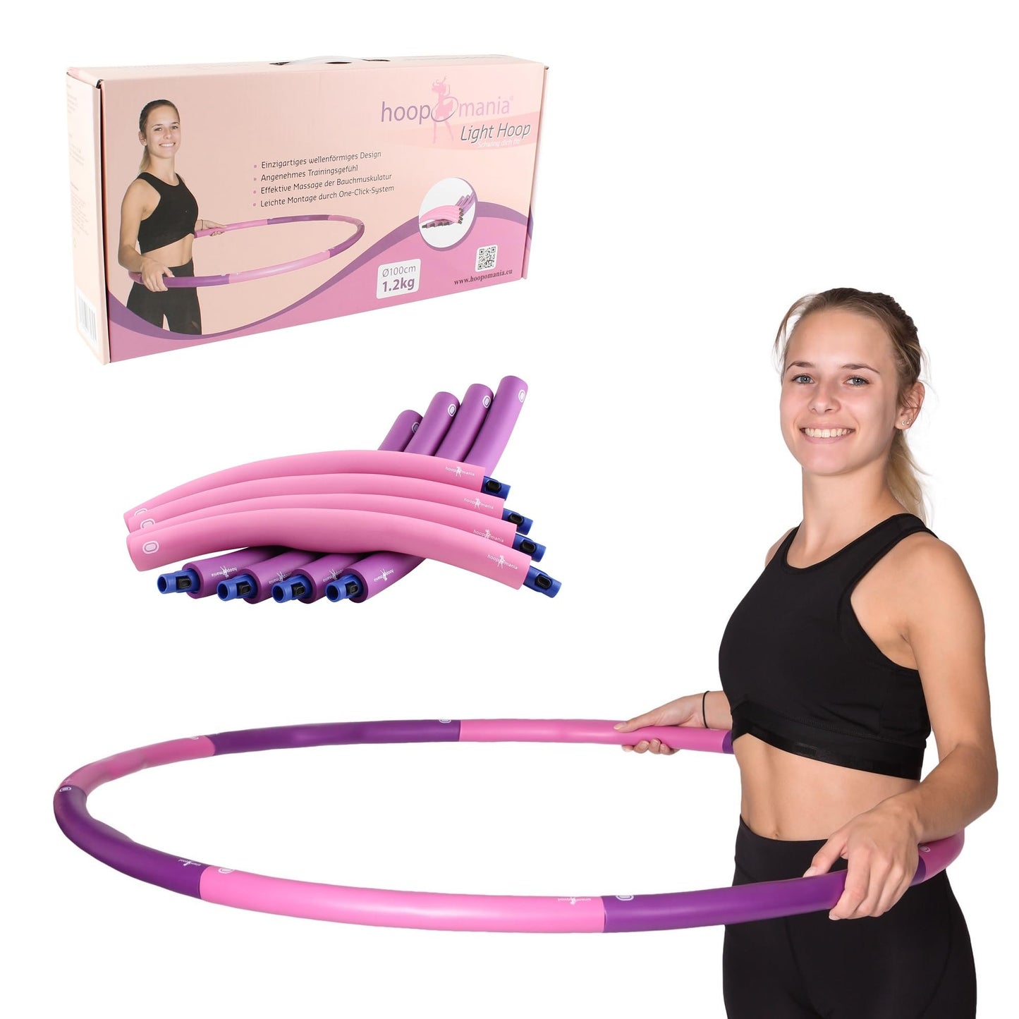 HOOPOMANIA Hula Hoop Reifen Erwachsene [1,2 – 2 kg]